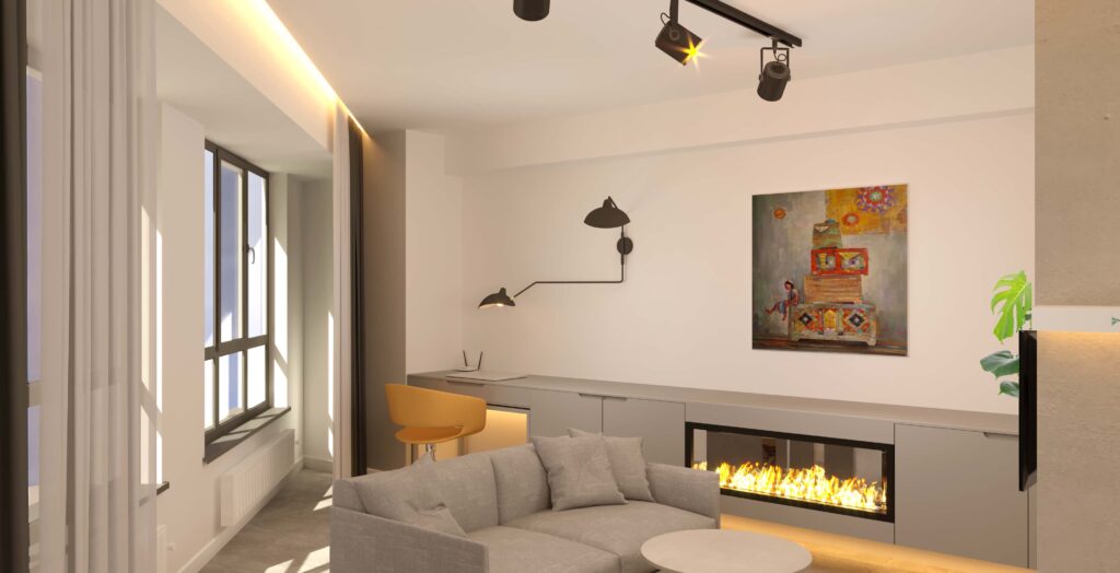 Зал, светильник от Serge Mouille