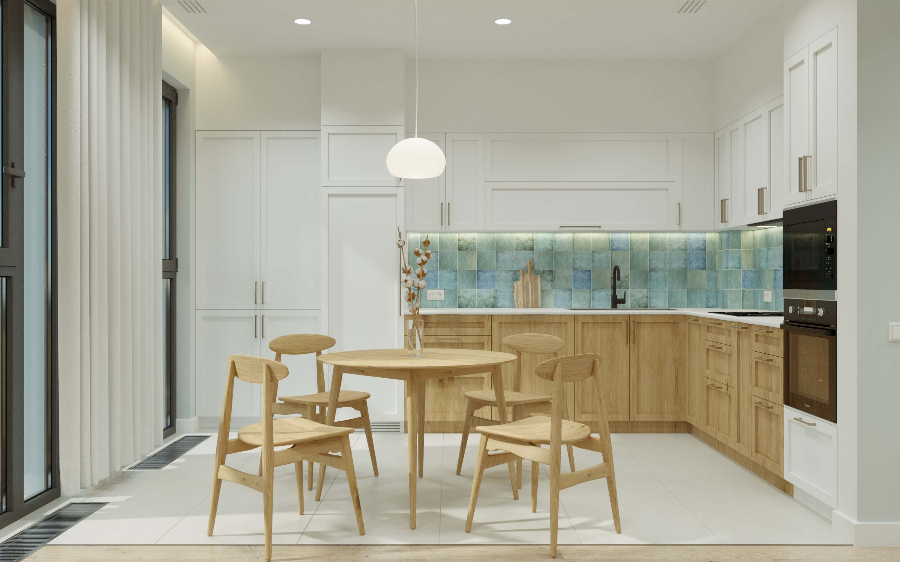 Дизайн кухни совмещенной со столовой Ташкент